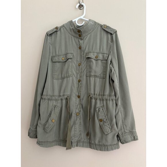 AnnTaylor LOFT Green Military Style Shacket  Jacket Size Medium Fall Lightweight - Picture 5 of 12